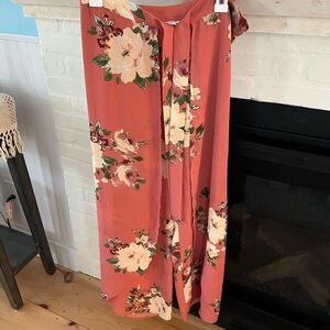 VENUS Rust Floral Maxi Skirt with Side Slit
